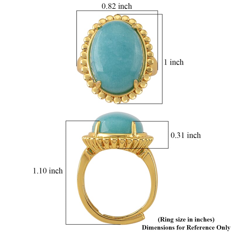 Blue Quartzite 20.00 ctw Ring (Adjustable) in Silvertone