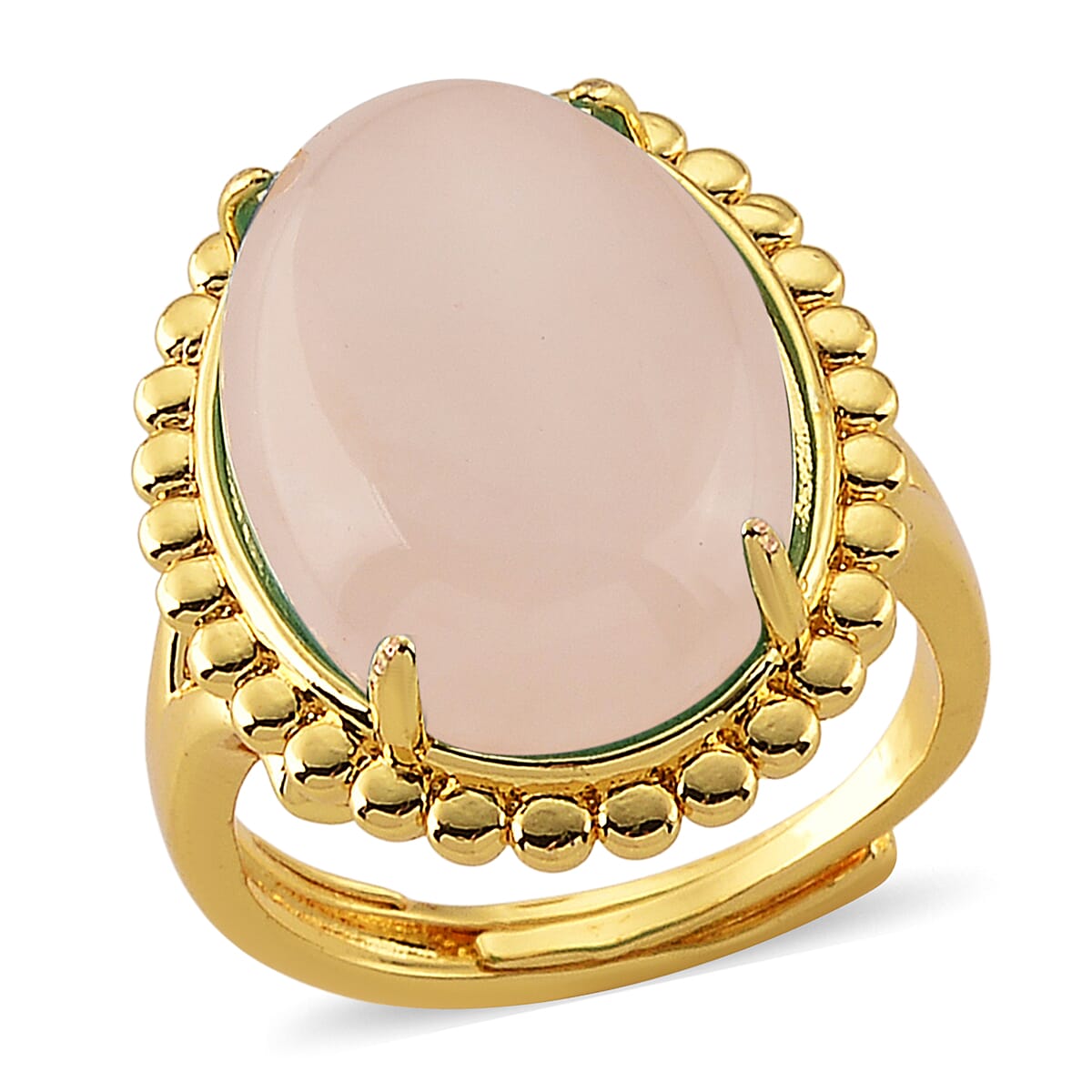 Galilea Rose Quartz 20.00 ctw Ring (Adjustable) in Goldtone