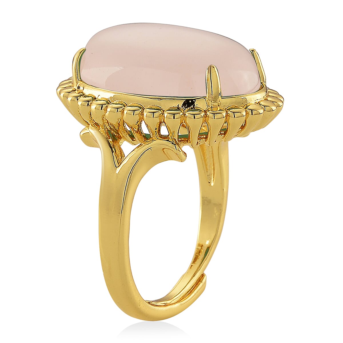 Galilea Rose Quartz 20.00 ctw Ring (Adjustable) in Goldtone