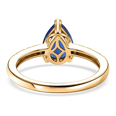 D'Joy Premium Kashmir Blue Kyanite and White Zircon 2.50 ctw Ring in 18K Vermeil Yellow Gold Over Sterling Silver (Size 10.0)
