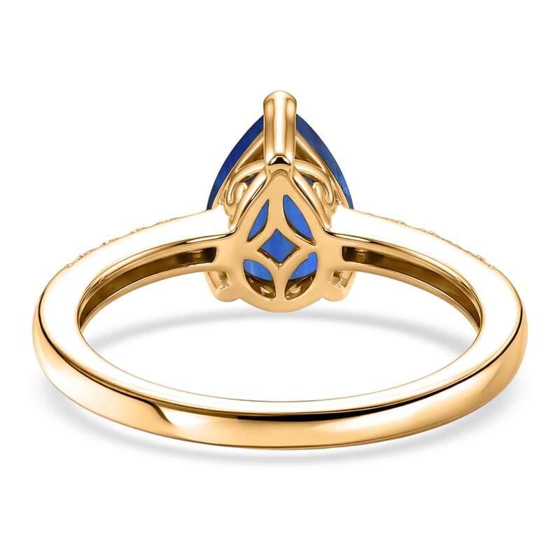 D'Joy Premium Kashmir Blue Kyanite and White Zircon 2.50 ctw Ring in 18K Vermeil Yellow Gold Over Sterling Silver (Size 7.5)