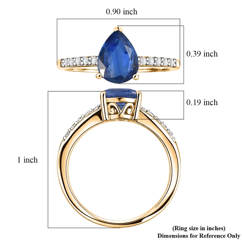 D'Joy Premium Kashmir Blue Kyanite and White Zircon 2.50 ctw Ring in 18K Vermeil Yellow Gold Over Sterling Silver (Size 7.5)