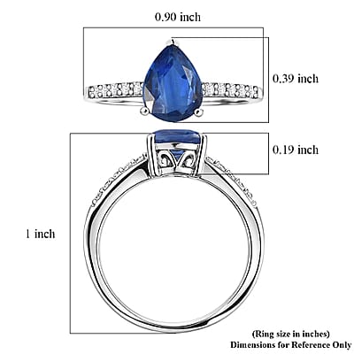 D'Joy Premium Kashmir Blue Kyanite and White Zircon 2.50 ctw Ring in Rhodium Over Sterling Silver (Size 10.0)