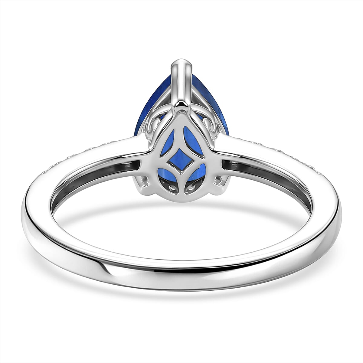 D'Joy Premium Kashmir Blue Kyanite and White Zircon 2.50 ctw Ring in Rhodium Over Sterling Silver (Size 11.0)