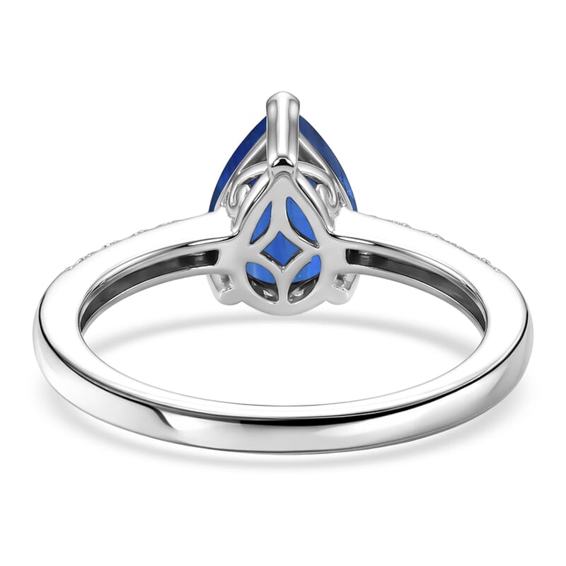 D'Joy Premium Kashmir Blue Kyanite and White Zircon 2.50 ctw Ring in Rhodium Over Sterling Silver (Size 5.5)