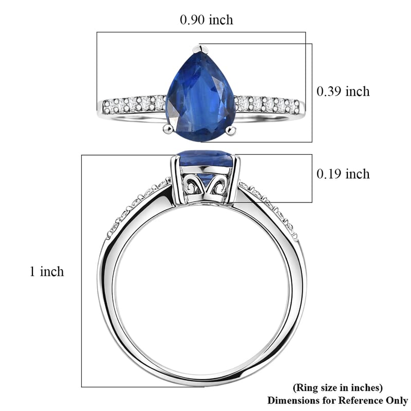 D'Joy Premium Kashmir Blue Kyanite and White Zircon 2.50 ctw Ring in Rhodium Over Sterling Silver (Size 5.5)