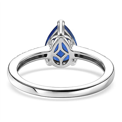 D'Joy Premium Kashmir Blue Kyanite and White Zircon 2.50 ctw Ring in Rhodium Over Sterling Silver (Size 7.5)