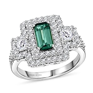 Certified & Appraised D'Joy Premium Arquiana Mint Tourmaline and Moissanite 1.91 ctw Ring in Rhodium Over Sterling Silver (Size 6.0)