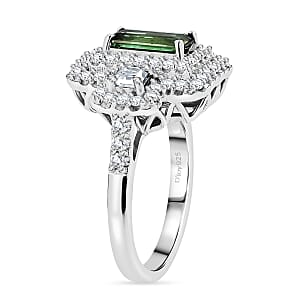 Certified & Appraised D'Joy Premium Arquiana Mint Tourmaline and Moissanite 1.91 ctw Ring in Rhodium Over Sterling Silver (Size 6.0)