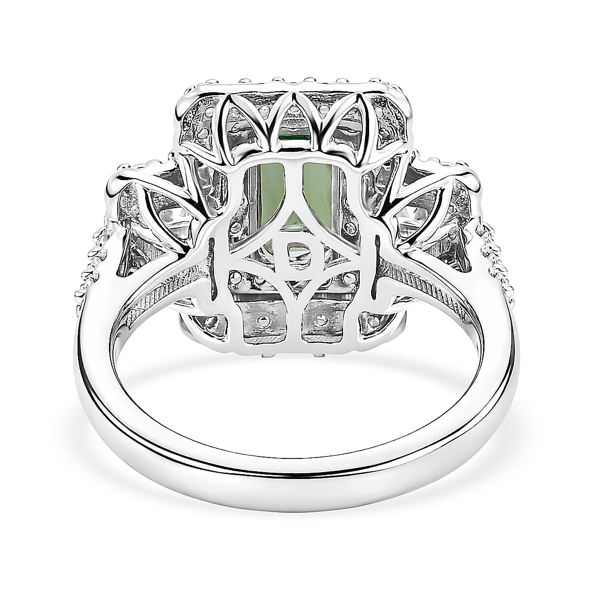 Certified & Appraised D'Joy Premium Arquiana Mint Tourmaline and Moissanite 1.91 ctw Ring in Rhodium Over Sterling Silver (Size 6.0)