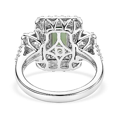 Certified & Appraised D'Joy Premium Arquiana Mint Tourmaline and Moissanite 1.91 ctw Ring in Rhodium Over Sterling Silver (Size 6.0)