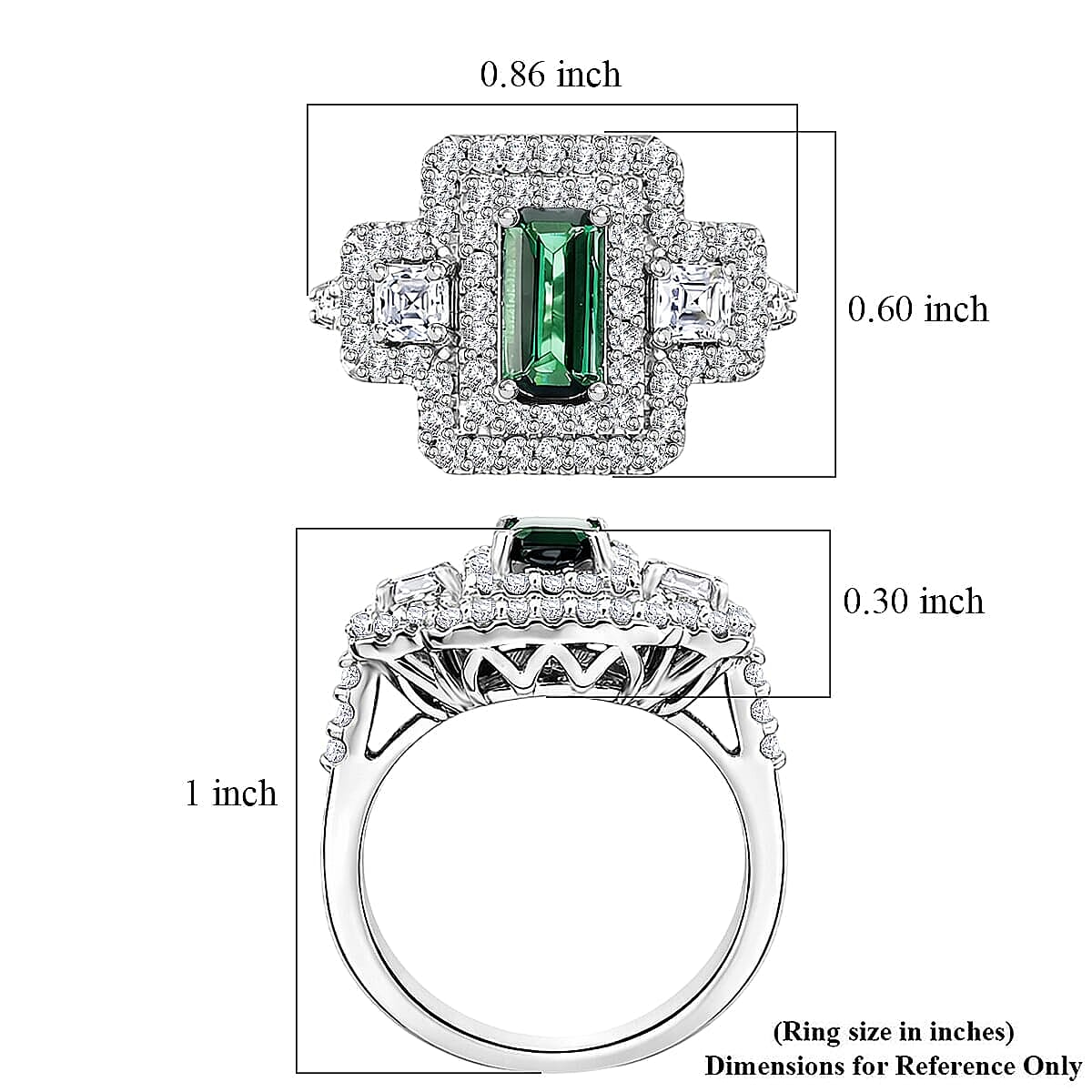 Certified & Appraised D'Joy Premium Arquiana Mint Tourmaline and Moissanite 1.91 ctw Ring in Rhodium Over Sterling Silver (Size 6.0)