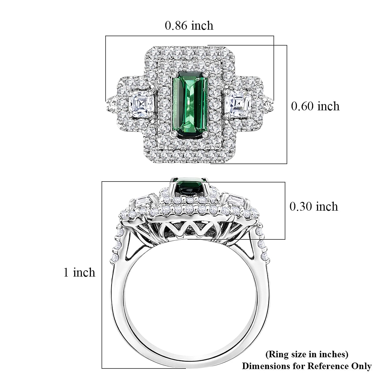 Certified & Appraised D'Joy Premium Arquiana Mint Tourmaline and Moissanite 1.91 ctw Ring in Rhodium Over Sterling Silver (Size 6.0) image number 5