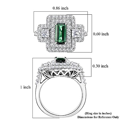 Certified & Appraised D'Joy Premium Arquiana Mint Tourmaline and Moissanite 1.91 ctw Ring in Rhodium Over Sterling Silver (Size 6.0)