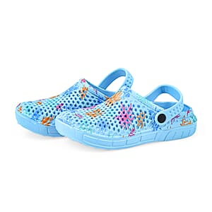 Royal Deluxe Blue Pattern Strap Clogs-6