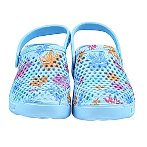 Royal Deluxe Blue Pattern Strap Clogs-6
