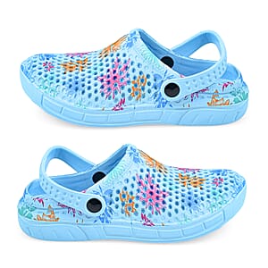 Royal Deluxe Blue Pattern Strap Clogs-6