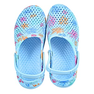 Royal Deluxe Blue Pattern Strap Clogs-6
