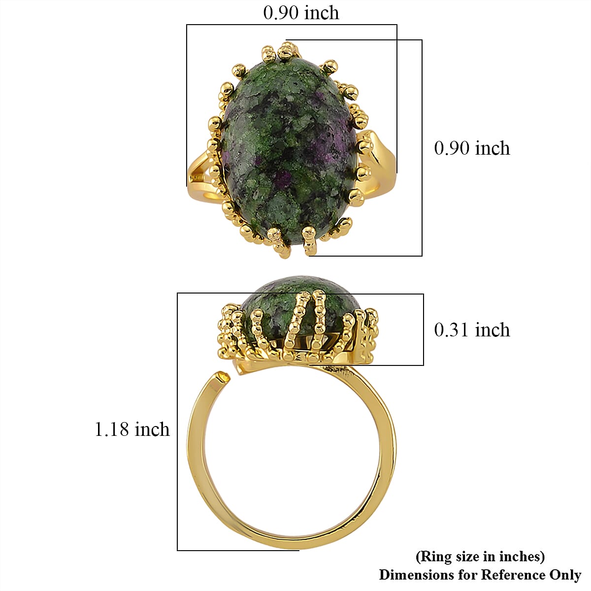 Unakite 20.00 ctw Ring (Adjustable) in Silvertone