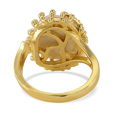 White Shell Pearl Adjustable Fashion Ring in Silvertone