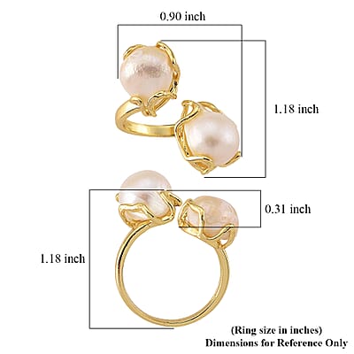 White Freshwater Pearl Ring (Adjustable) in Silvertone