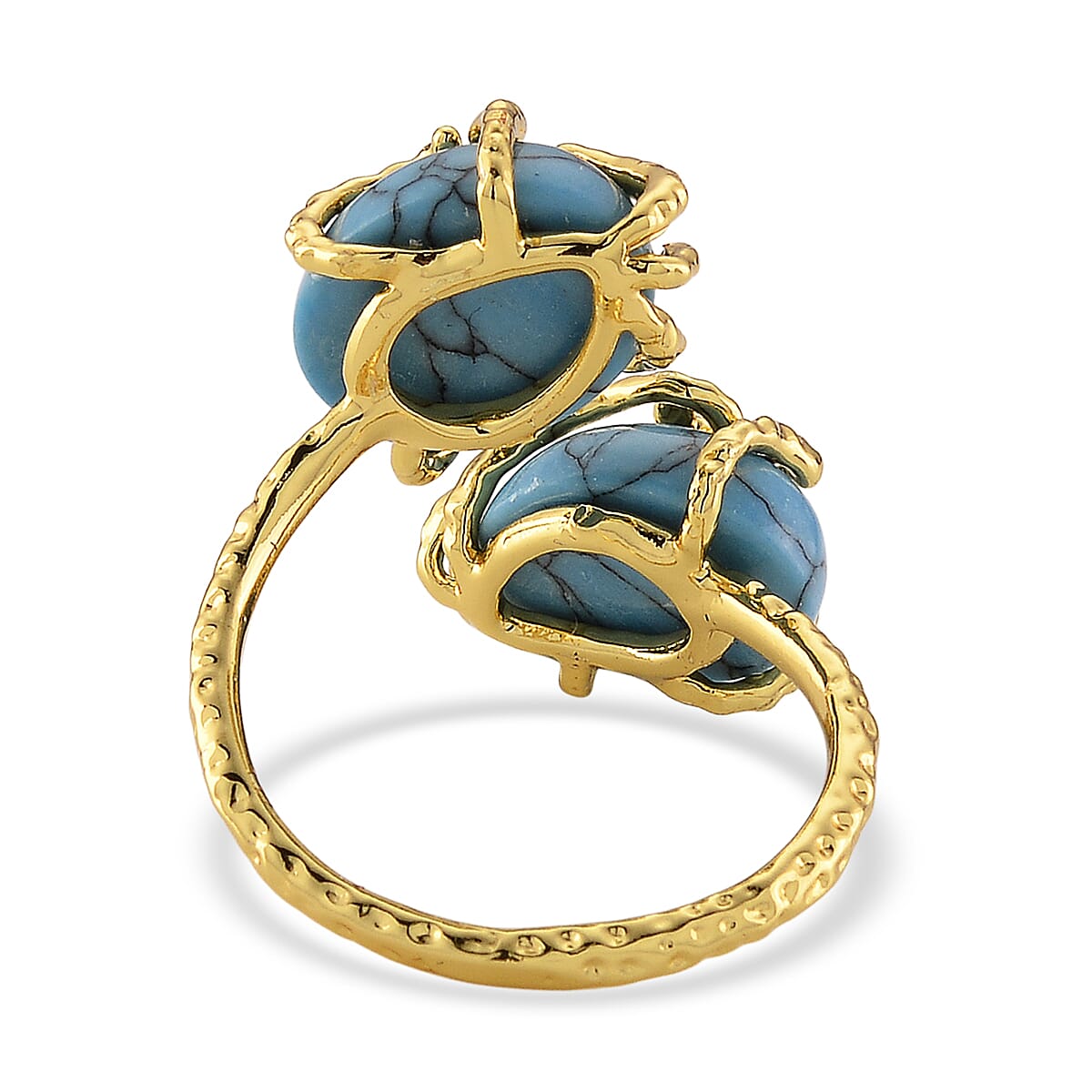 Blue Howlite 10.00 ctw Ring (Adjustable) in Silvertone