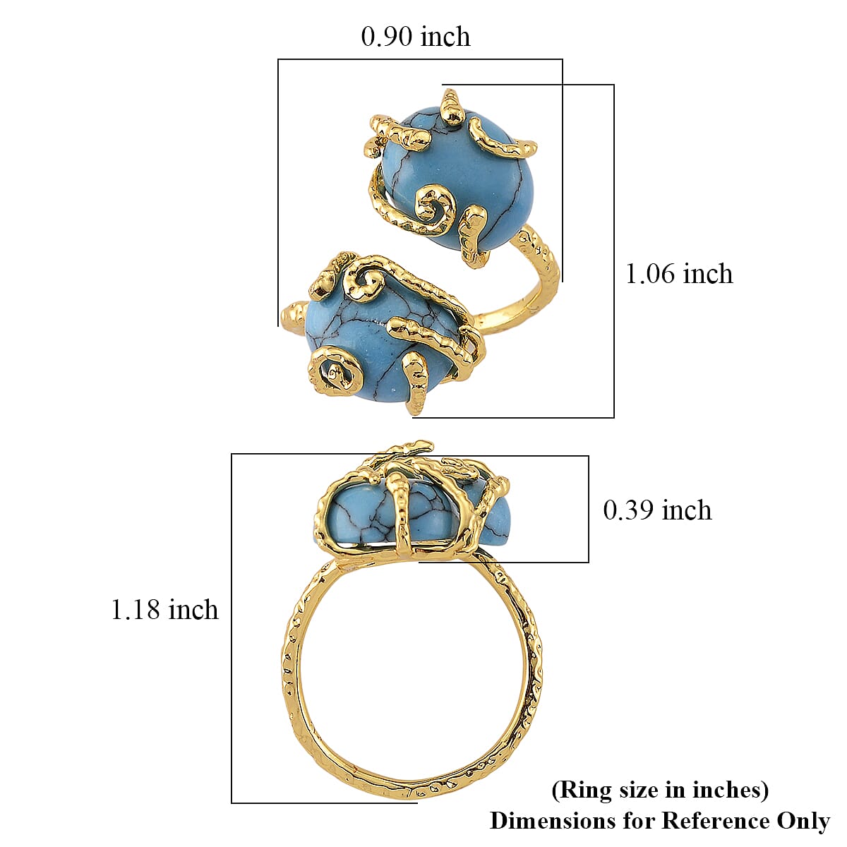 Blue Howlite 10.00 ctw Ring (Adjustable) in Silvertone