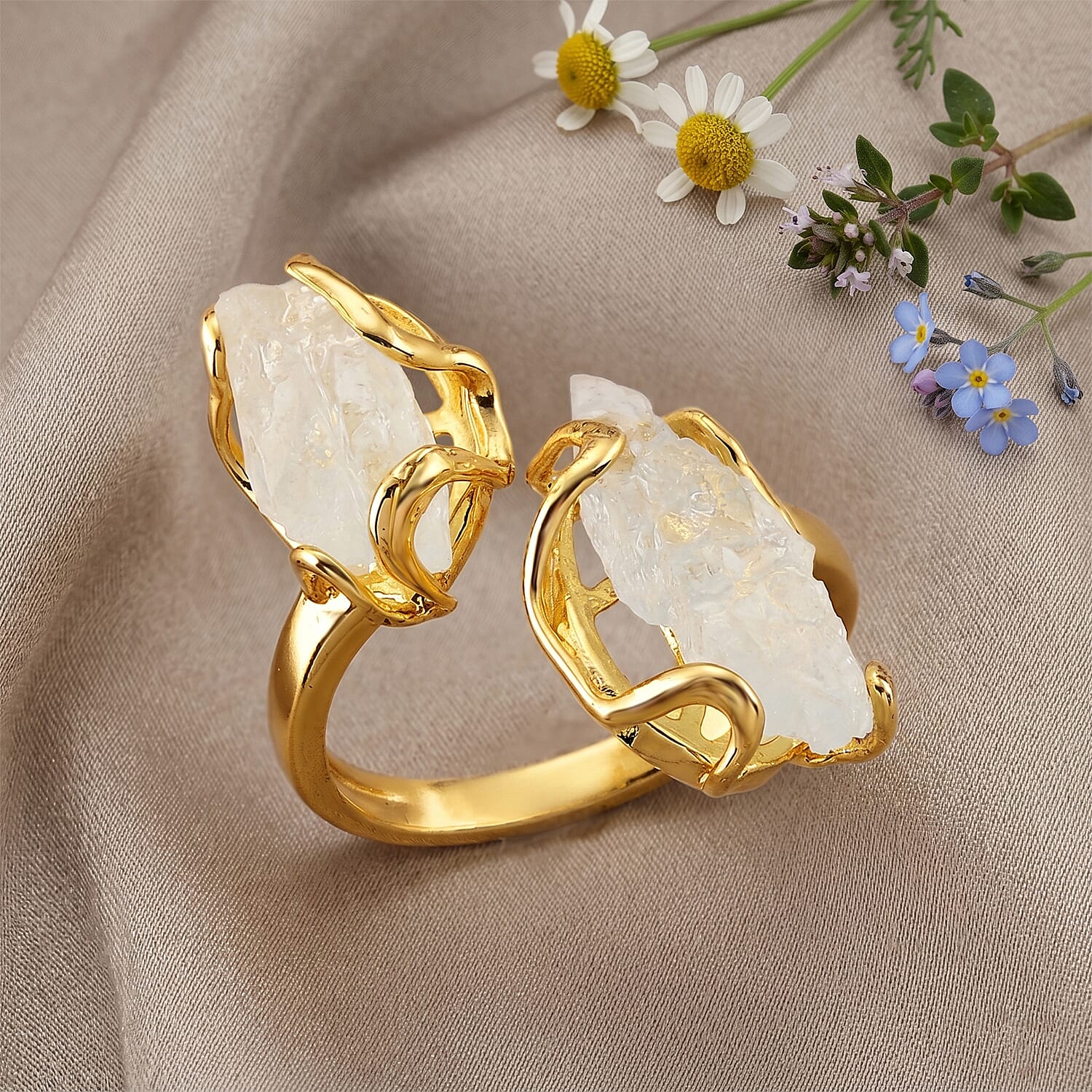 Aquamarine 14.00 ctw Ring (Adjustable) in Silvertone