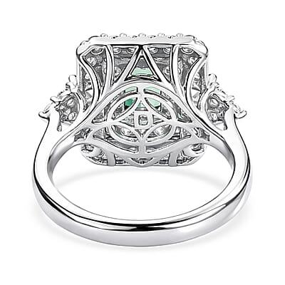 Certified & Appraised D'Joy Premium Arquiana Mint Tourmaline and Moissanite 2.02 ctw Ring in Rhodium Over Sterling Silver (Size 6.0)