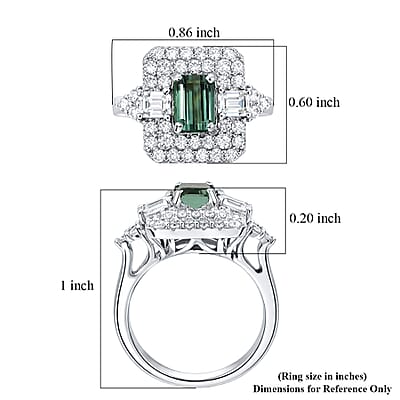 Certified & Appraised D'Joy Premium Arquiana Mint Tourmaline and Moissanite 2.02 ctw Ring in Rhodium Over Sterling Silver (Size 6.0)