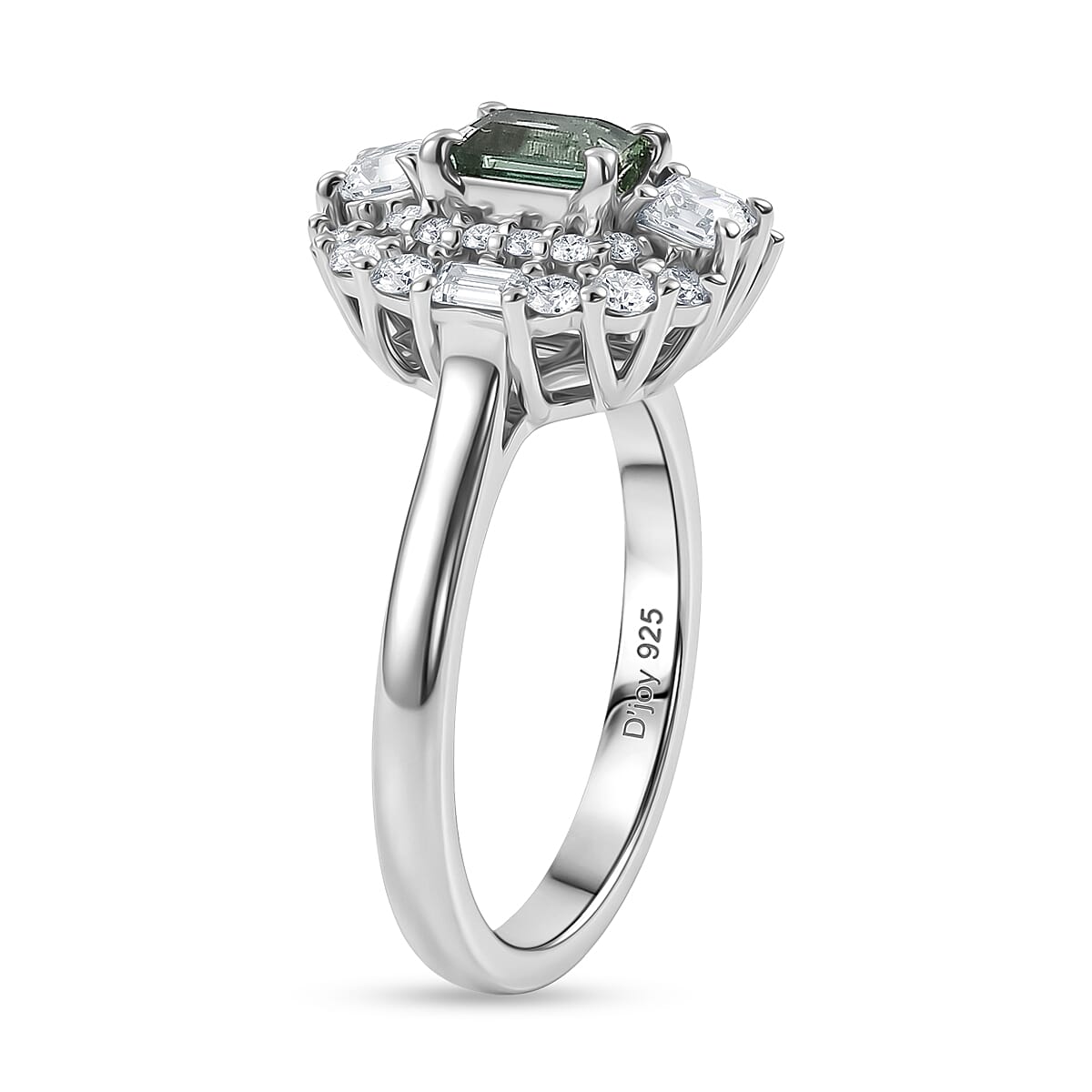 Certified & Appraised D'Joy Premium Arquiana Mint Tourmaline and Moissanite 1.29 ctw Ring in Rhodium Over Sterling Silver (Size 6.0) image number 3