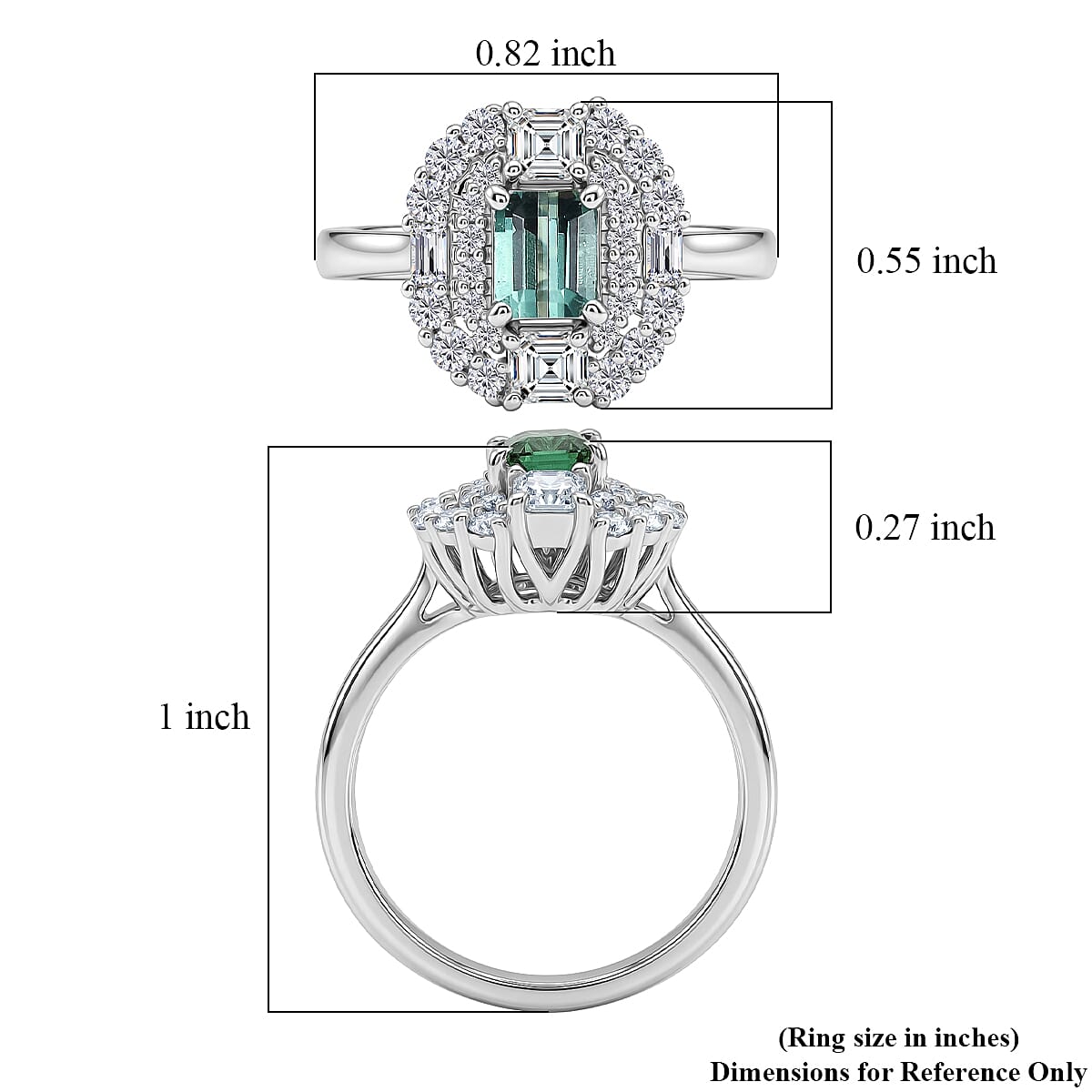 Certified & Appraised D'Joy Premium Arquiana Mint Tourmaline and Moissanite 1.29 ctw Ring in Rhodium Over Sterling Silver (Size 6.0) image number 5