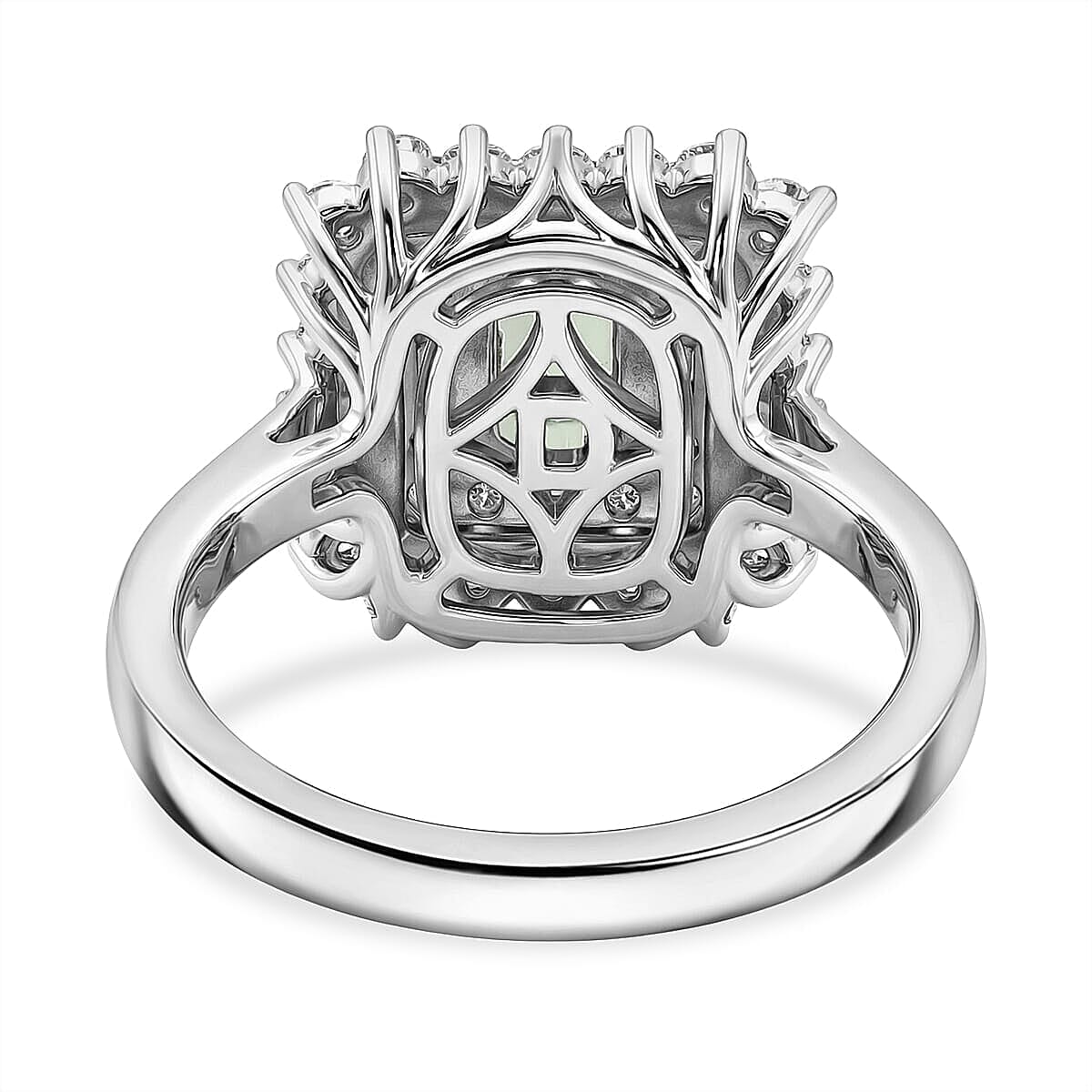 Certified & Appraised D'Joy Premium Arquiana Mint Tourmaline and Moissanite 1.37 ctw Ring in Rhodium Over Sterling Silver (Size 6.0) image number 4