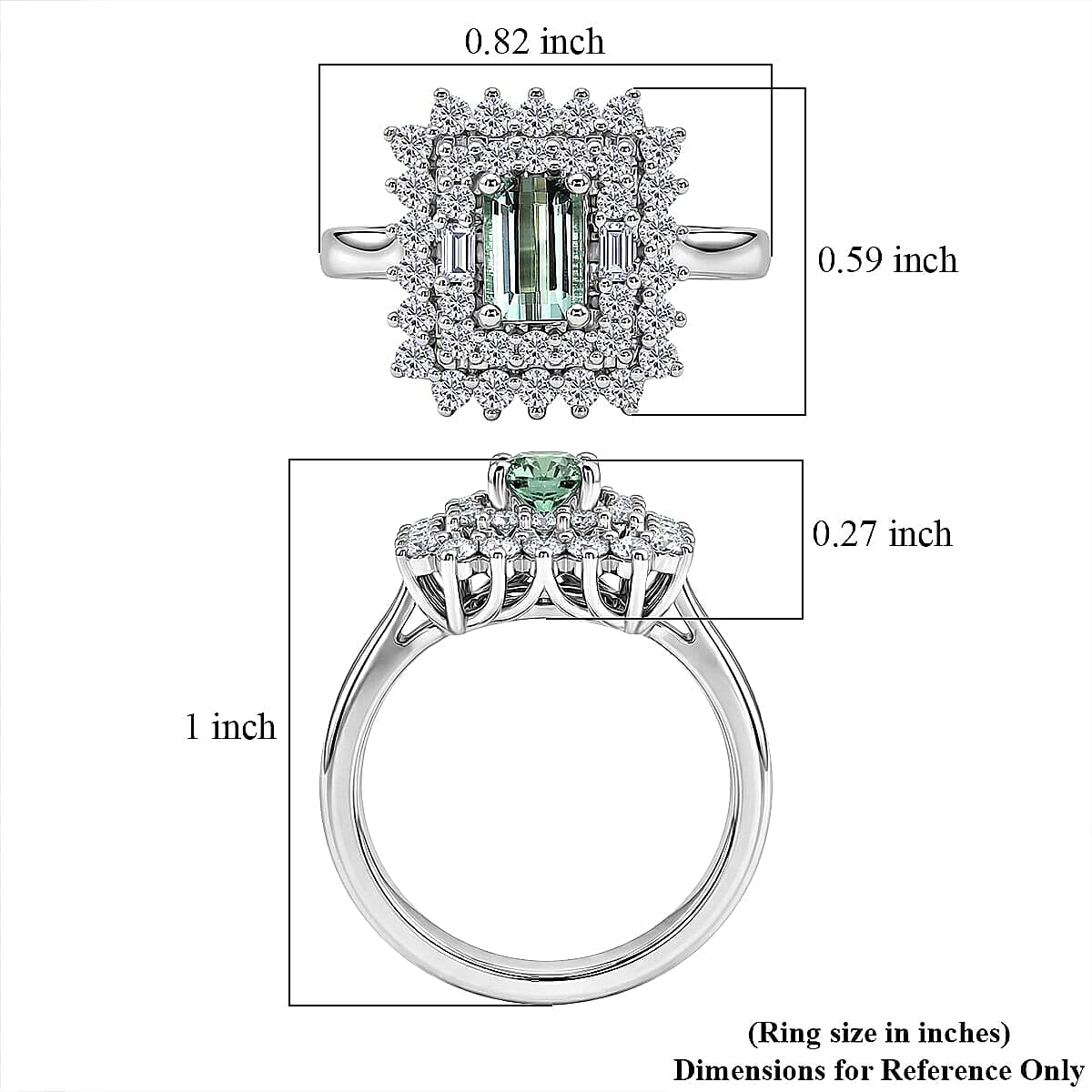 Certified & Appraised D'Joy Premium Arquiana Mint Tourmaline and Moissanite 1.37 ctw Ring in Rhodium Over Sterling Silver (Size 6.0) image number 5