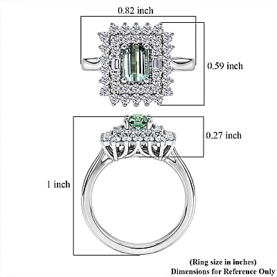 Certified & Appraised D'Joy Premium Arquiana Mint Tourmaline and Moissanite 1.37 ctw Ring in Rhodium Over Sterling Silver (Size 6.0)