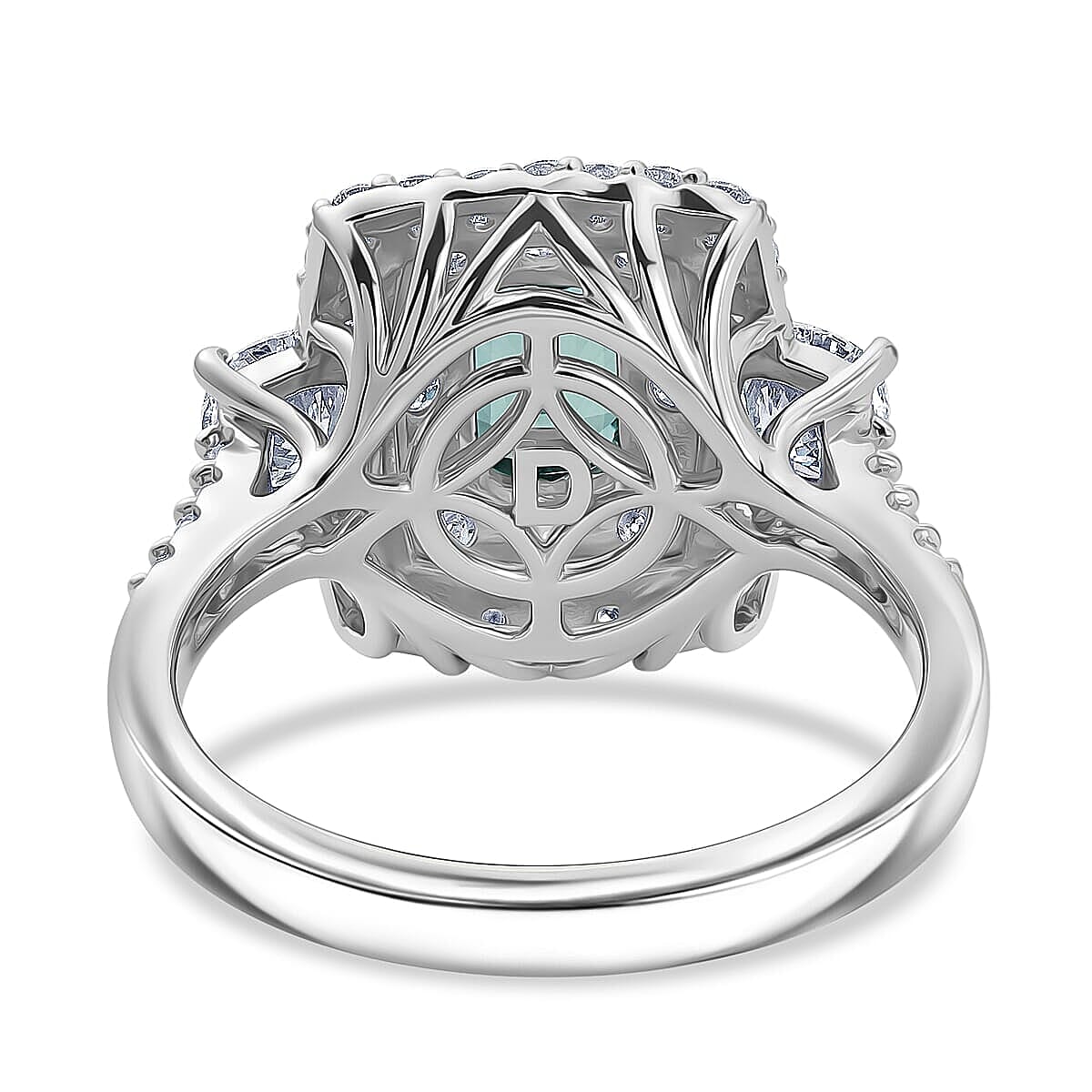 Certified & Appraised D'Joy Premium Arquiana Mint Tourmaline and Moissanite 2.02 ctw Ring in Rhodium Over Sterling Silver (Size 7.0)