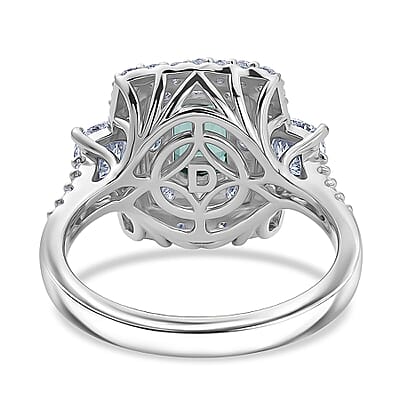 Certified & Appraised D'Joy Premium Arquiana Mint Tourmaline and Moissanite 2.02 ctw Ring in Rhodium Over Sterling Silver (Size 7.0)