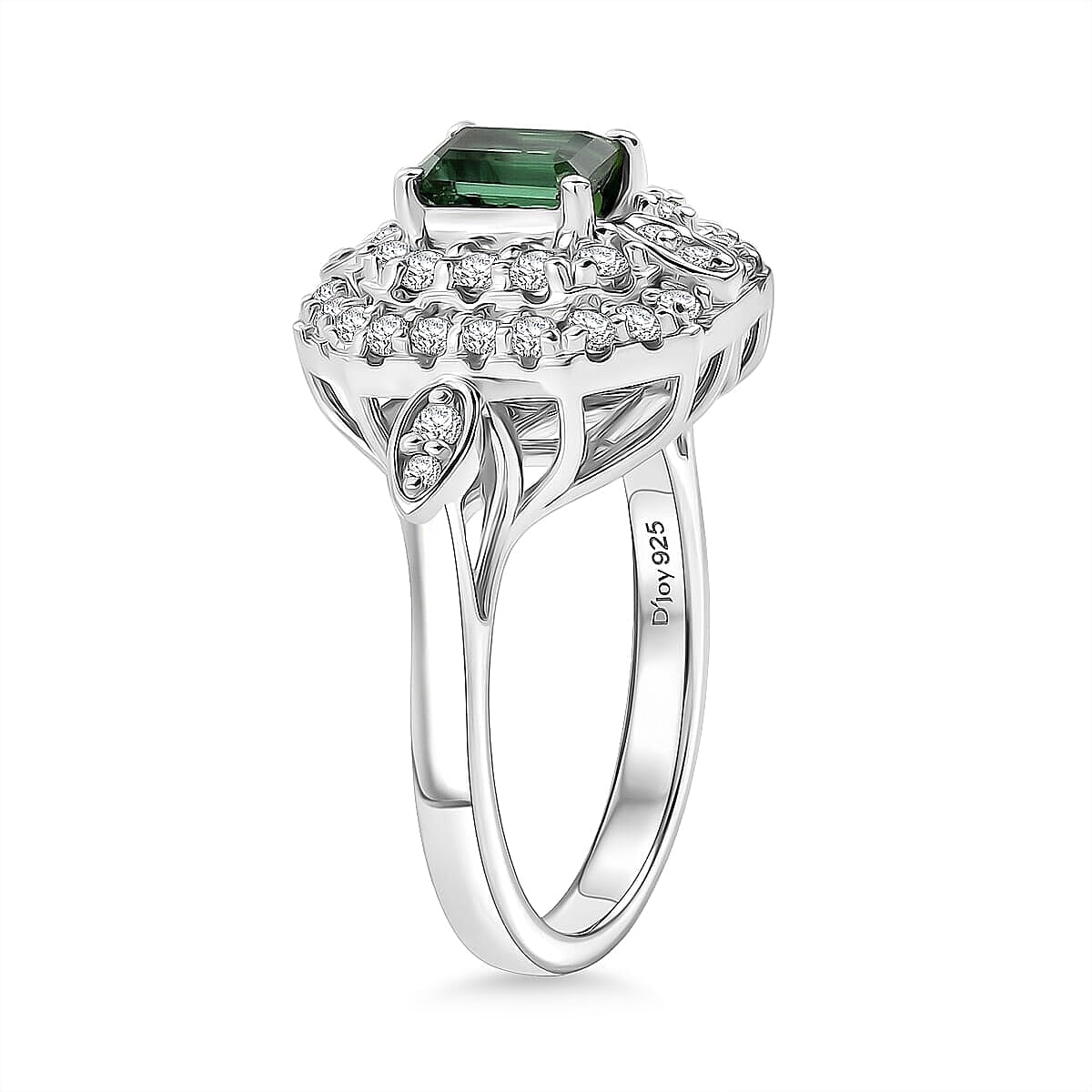 Certified & Appraised D'Joy Premium Arquiana Mint Tourmaline and Moissanite 1.32 ctw Ring in Rhodium Over Sterling Silver (Size 6.0) image number 3