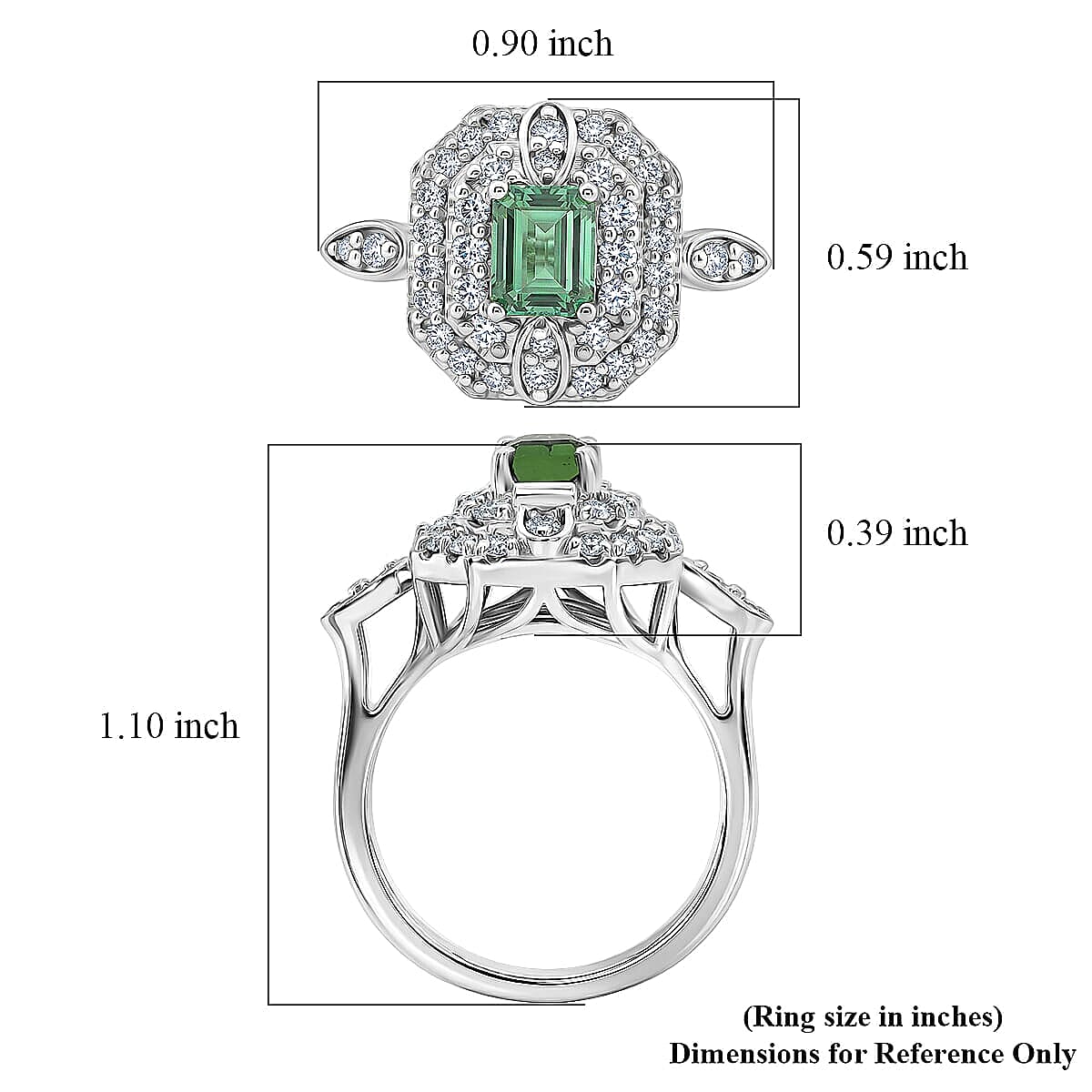 Certified & Appraised D'Joy Premium Arquiana Mint Tourmaline and Moissanite 1.32 ctw Ring in Rhodium Over Sterling Silver (Size 6.0)