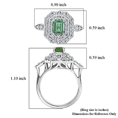 Certified & Appraised D'Joy Premium Arquiana Mint Tourmaline and Moissanite 1.32 ctw Ring in Rhodium Over Sterling Silver (Size 6.0)