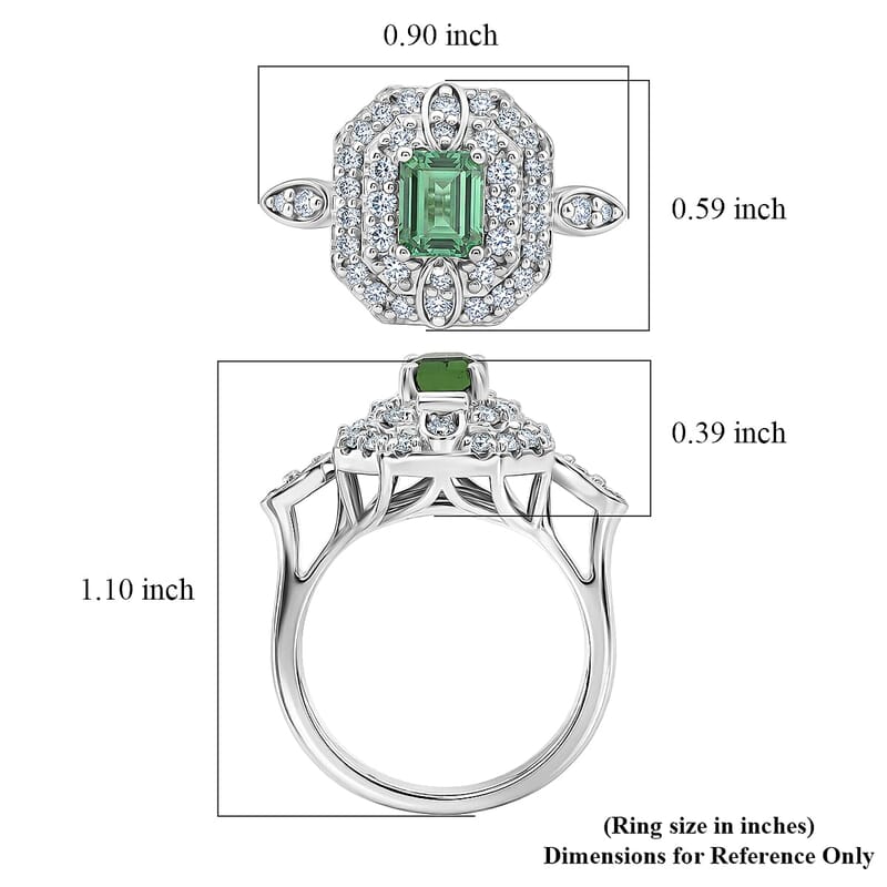 Certified & Appraised D'Joy Premium Arquiana Mint Tourmaline and Moissanite 1.32 ctw Ring in Rhodium Over Sterling Silver (Size 6.0)