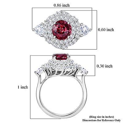 Certified and Appraised D'Joy Premium Raspberry Zircon and Moissanite 3.00 ctw Ring in Rhodium Over Sterling Silver (Size 6.0)