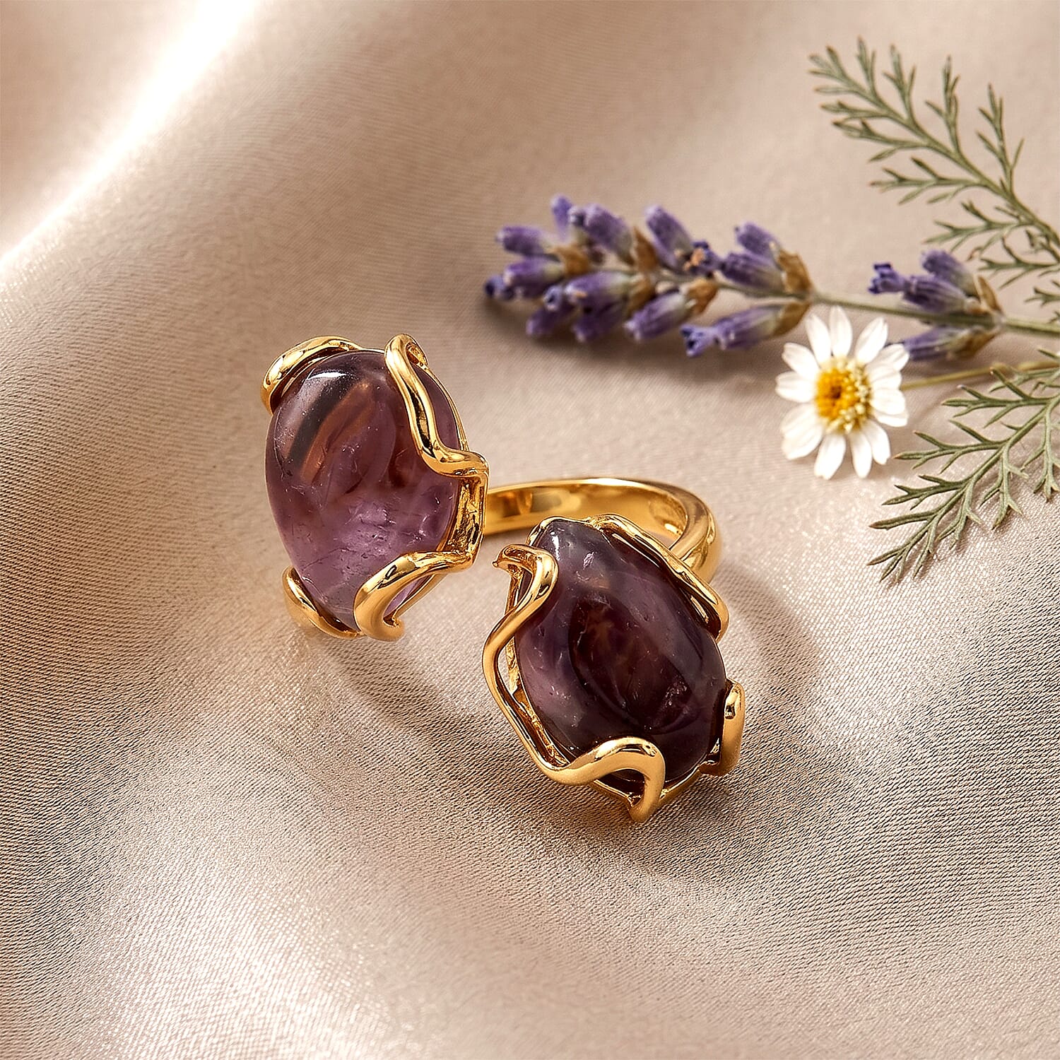 African Amethyst 15.00 ctw Ring (Adjustable) in Silvertone