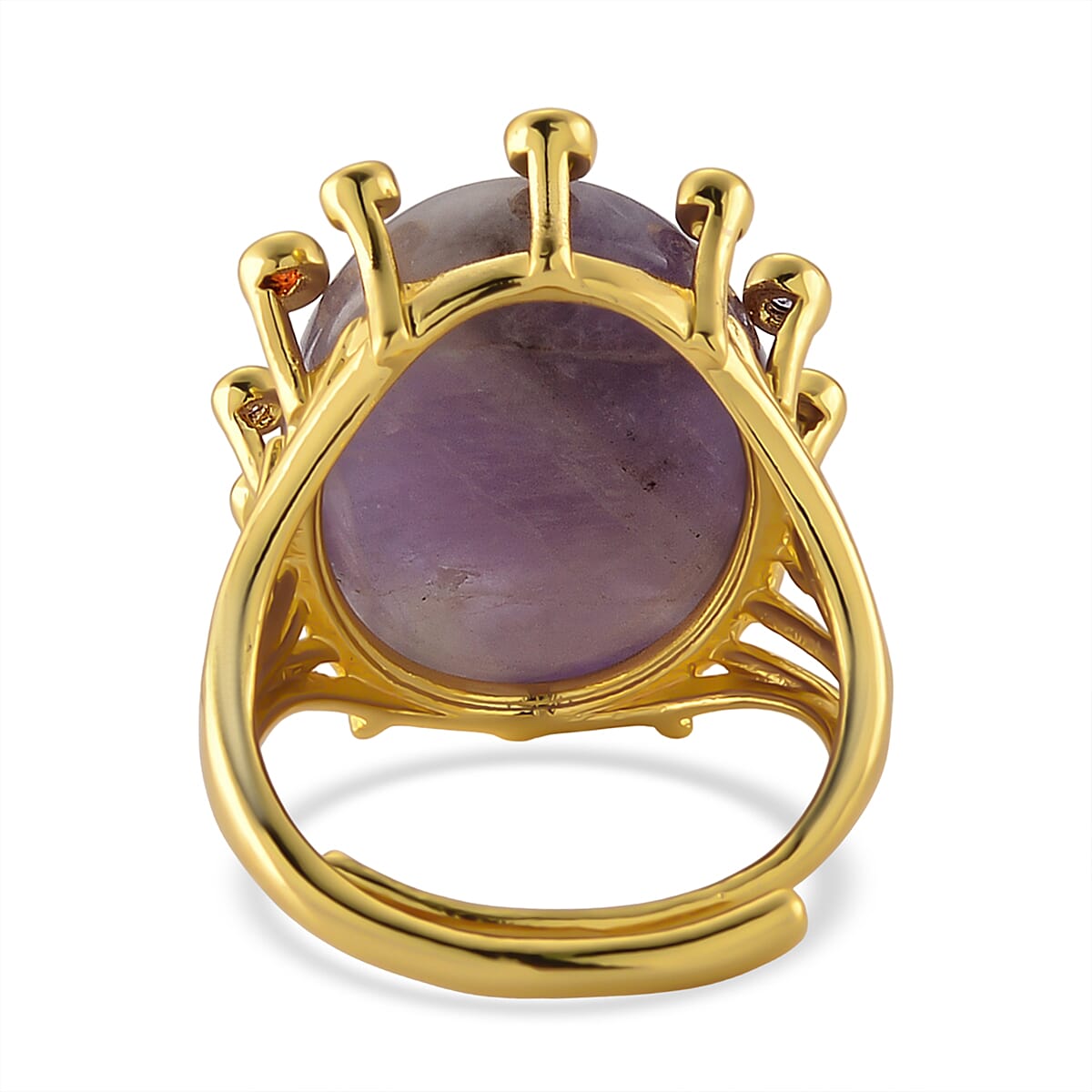 African Amethyst and Simulated Multi Color Diamond 15.20 ctw Ring (Adjustable) in Silvertone