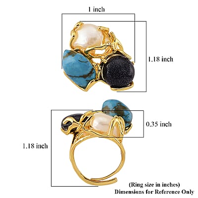 Multi Gemstone Elegant Ring (Adjustable) in Silvertone 35.00 ctw