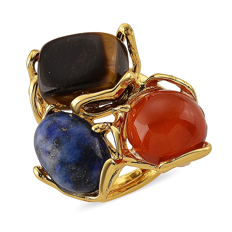 Multi Gemstone Ring (Adjustable) in Silvertone 35.00 ctw