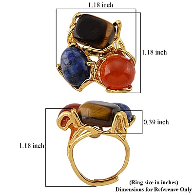 Multi Gemstone Ring (Adjustable) in Silvertone 35.00 ctw