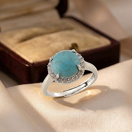Adjustable / Blue Howlite / Pure Brass - Product card gallery slide 2 (10205814653241)