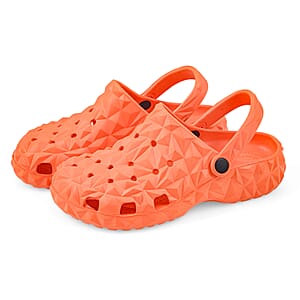 Royal Deluxe Orange Quilt Pattern Strap Clogs-6