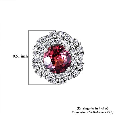 Certified and Appraised D'Joy Premium Raspberry Zircon and Moissanite 4.64 ctw Earrings in Rhodium Over Sterling Silver